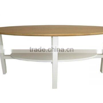 Wood Oval Coffee Table With White Top photo-3