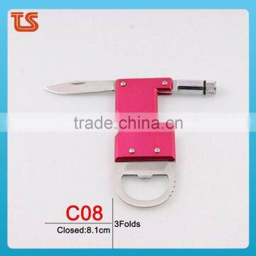 2014 new Mini aluminium oxide keychain Knife with mini light/pocket keychain/keychain knife