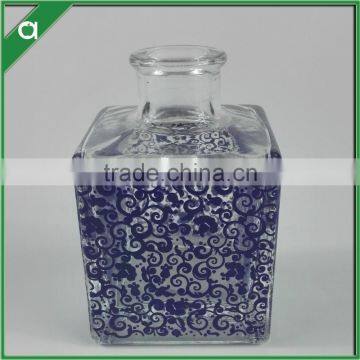 purple flower glass bottle for 100ml reed diffuser oil with aluminium crown cap