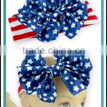 National Day Hair Accessories For Little Girl Cotton/Cashmere/Silk Milk Material Big Bow Baby Boutique Wholesale