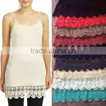 OEM Lace Crochet Hem Top Extender 95% Rayon/5% Spandex Adjustable Lace Crochet Cami Extender