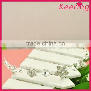 wholesale fashion white elegant flower hair decoration chain with pearl and rhinestone for wedding decoration in bulk WHD-024