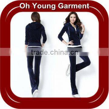Wholesale CVC Velour Track suits /Jogging Suits/ Lady's sport suits