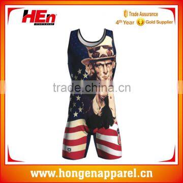 Hongen apparel Custom Cheap Cool Dry Sublimation Spandex Wrestling Singlets