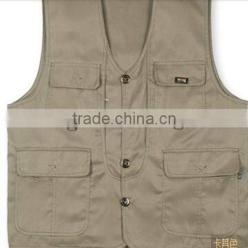 Men's clothing casual outdoor fishing vest multi-pocket Men V-neck cotton vest brand male reversible vest