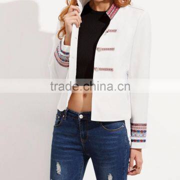 2016 Factory Price Windbreaker Soft Shell Bomber White Jacket for Women photo-3