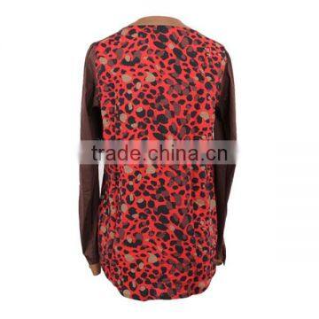 New Arrival Cotton Poplin Long Sleeve Red Leopard Printed Shirts for Ladies photo-4