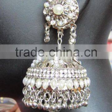 Silver Pearl Jhumka Earrings photo-3