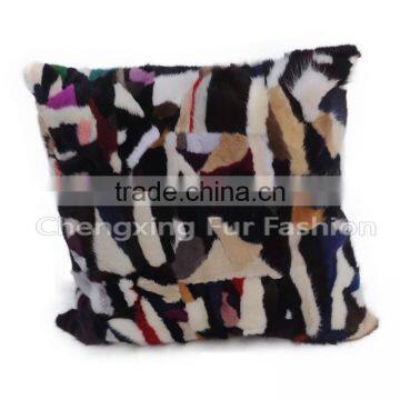 CX-D-81 Home Decoration Pillow Patchwork Mink Fur Cushion & Pillow Cover photo-2