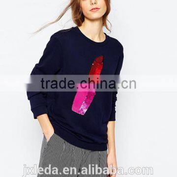 2016 Newest Women Sequin Lipstick Sweatshirt Wholesale Custom photo-2