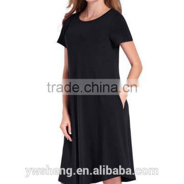 Wholesale Latest Fashion Short Sleve Ladies O-Neck Simple Soft Women Dress photo-5