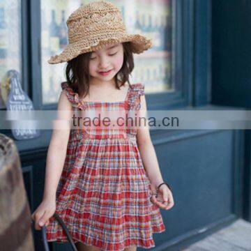 F10025A Fashion Checked Sundress Latest Girls Dress