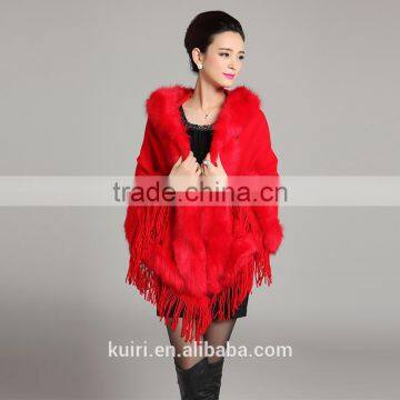 Fashion Tassel Hooded Fox Fur Coat Women Shawl Long Faux Fur Pashmina Cloak With Cap Cashmere Party Overcoat Autumn Winter New photo-3