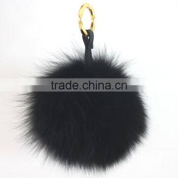 Myfur Fashion Metal Keychain Fox Rabbit Fur Ball Crystal Pom Pom Keychain for Bag