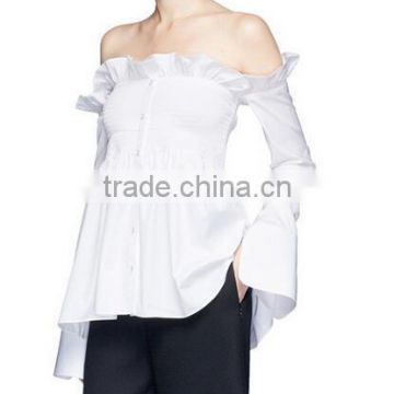 Runwaylover 5289 hot sale ladies sexy slash white blouse