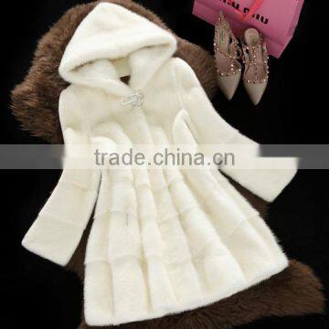 Luxury Warm Lady Slim fit Genuine whole skin Minks Fur Long Coat/Jacket brown