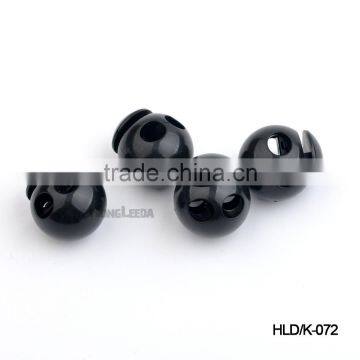 Black 5mm 2 Holes Plastic Round Ball Cord Lock End Toggles Spring Clip Stoppers for Bungee Shock Cord K-072 photo-2