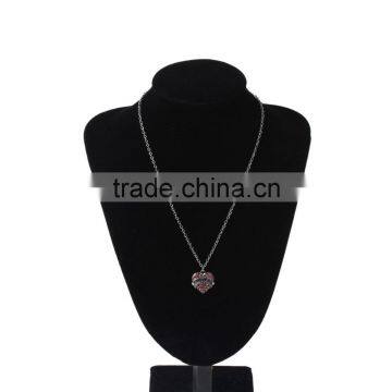 New Fashion Silver Tone Pink Rhinestone " SISTER " Carved Heart Pendant Link Cable Chain Necklace photo-3