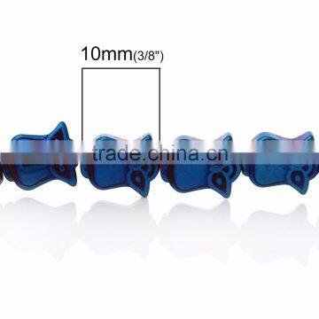 (Grade A) Natural Halloween Owl Royal Blue AB Color Hematite Beads photo-2