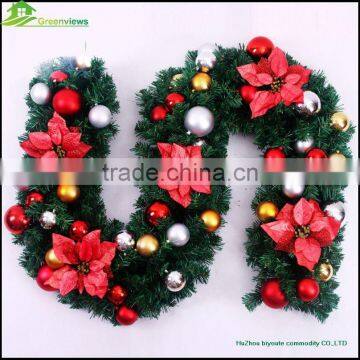 2.7M Christmas decoration long green canes rattan with balls bows christmas tree decorations christmas ornaments