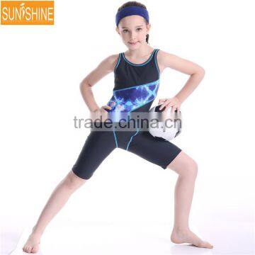 Full Brief Knee Suits One Piece Swimsuit Children Competition Swimwear photo-2
