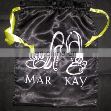 Printing satin shoe bag with ribbon drawstring