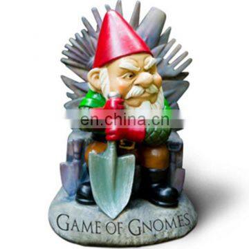 Resin unique custom design garden funny gnome statue, polystone Game of Gnomes