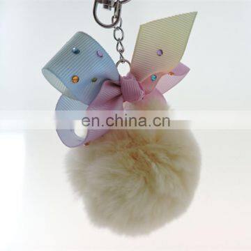 Promotion 2017 Fur Ball With Bow Knot Key Chain Wholesale photo-5