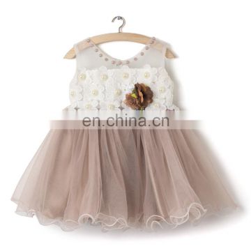 White Flower Applique Party Wear Frock