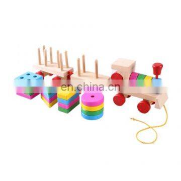 Dropshipping Educational Wooden Train Shape Building Blocks Toy Baby Early Learning Toy photo-2