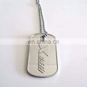 2017 Custom metal cheap personalized blank silver plating embossed logo silver dog tags name tags