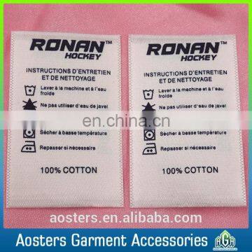 High quality washing care instructions satin printed label for clothing