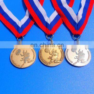 custom silver gold bronze metal medal- embossed logo basketball sport awards medal