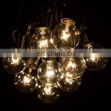 Globe String Lights With Black White Wire G40 Incandescent Bulb 25Ft Outdoor photo-3