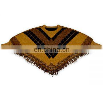 Rhombus Tassels a Batwing-sleeved Blouse Crew Neck Sweater Loose Autumn Winter Coat
