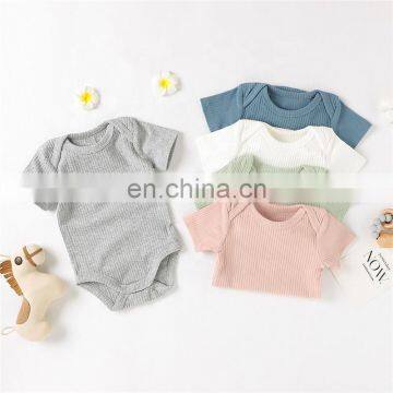 Envelope Short Sleeve Snap Crotch Knitted Baby Bodysuit Romper