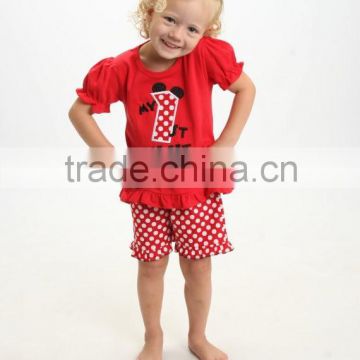 2015 t-shirt cotton fabric printing wholesale kids top child clothing sweet