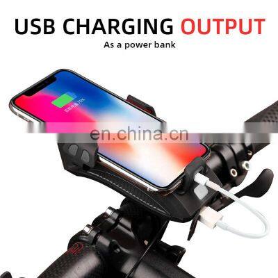 4 in 1-cycle Light Flashlight Bike Horn Handlebars Telephone Holder Cycling Including Mobile Power 2000 MAh for Smart Phone