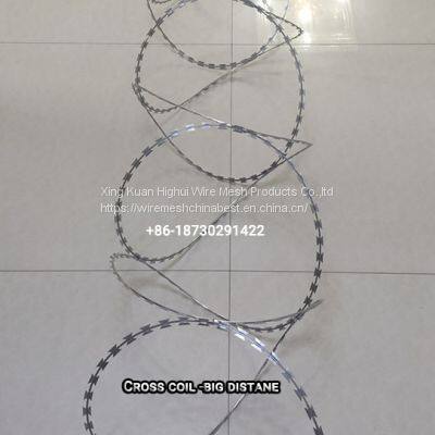 Single Loop Cross Loops Heavy Zinc Coating 220g/M2 Barbed Concertina Wire With Blades
