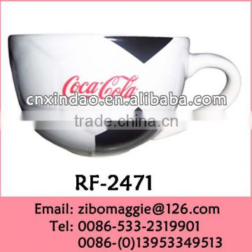 Belly Shape White Porcelain Beer Cup with Custom Print for Promotional Cup Set