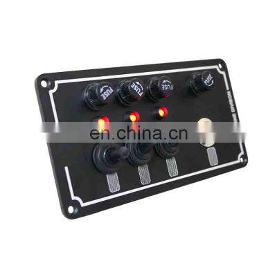 Modified universal pull rocker switch panel with light 12-24V with fuse for car RV yacht and ship