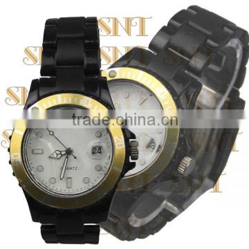 Japan movt quartz black plastic fashion watch