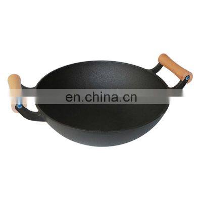 Black Camping Cookware Set Nonstick Cast Iron Wok