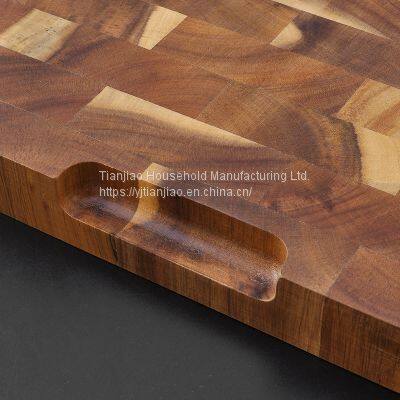 Custom Design Organic Butcher Square Kitchen Natural Cooking Boards Acacia Wood End Grain Chopping Wooden Cutting Board