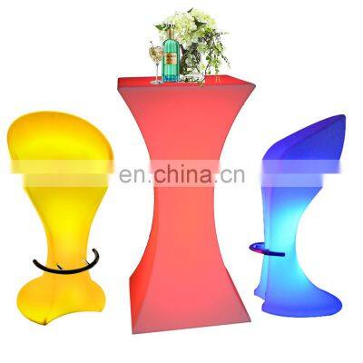 16 color change led light up table and chair cube party night club led light bar stool furniture high cocktail table chair set