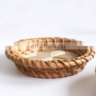 Handcrafted Boho Bamboo Mixed Rattan Woven Coasters photo-3