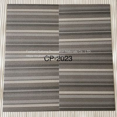 Foshan wholesale imitation carpet PVC floor shopping mall shop stone plastic floor tile conference room horizontal stripe rubber board