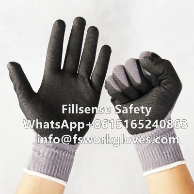 15Gauge Nylon Spandex Liner Nitrile Micro Foam Palm Firm Grip Nitrile Coated Gloves