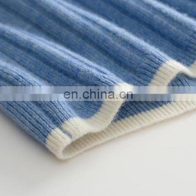 100% Solid Style Casual Spring Rib Knit Pullover V-Neck Cashmere Sweater for Women With Front Button Decoration photo-5