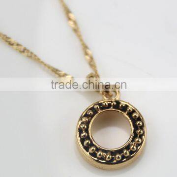 Fashion Design Simple Gold Plated Wave Brass Chain Ring Necklace photo-2